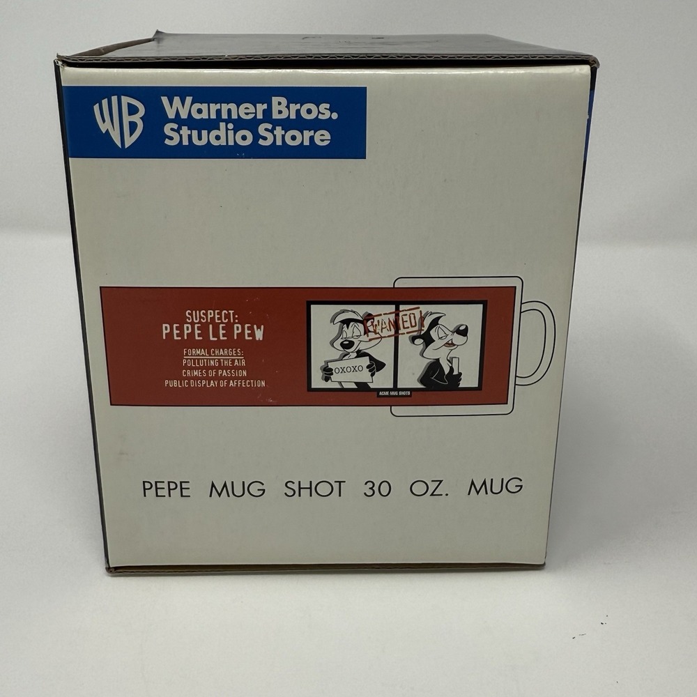 VINTAGE WARNER BROS. STUDIO STORE PEPE LE PEW JUMBO 30 OZ MUG SKUNK WANTED XOXOX - Picture 10 of 10
